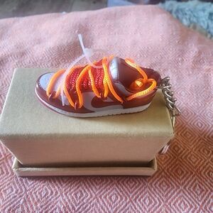 Fashion Brown and Orange Shoe Keychain Or Purse Charm